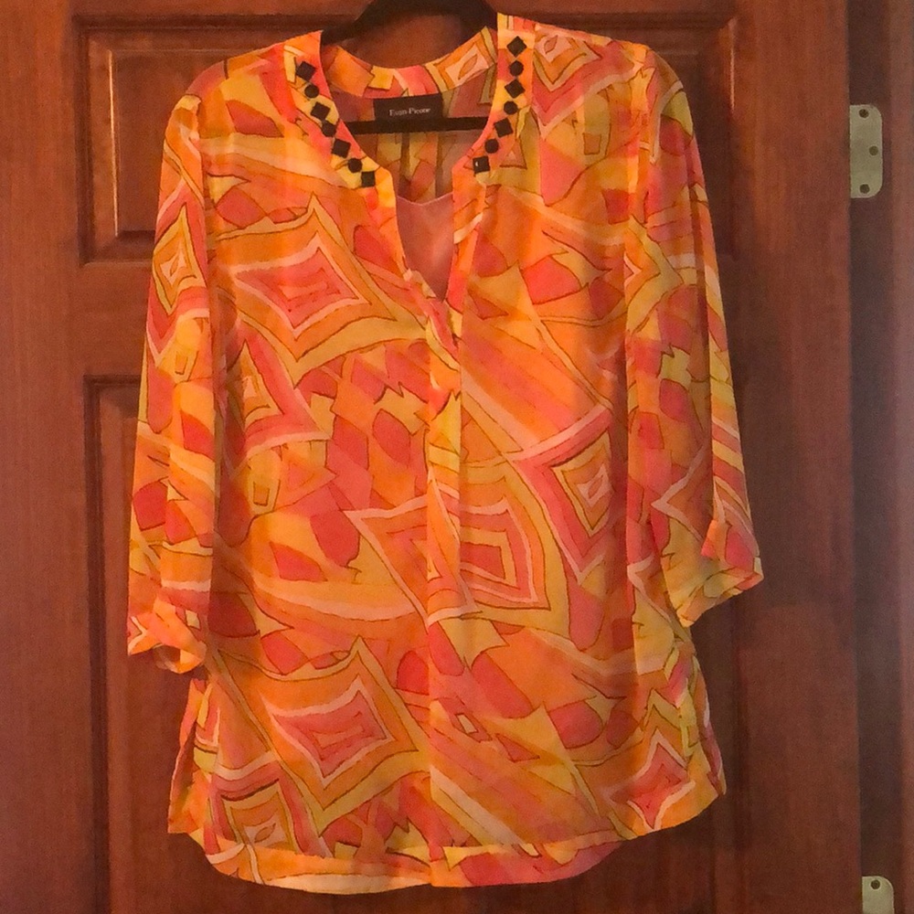 Evan-Picone 2-piece colorful top sz 14
